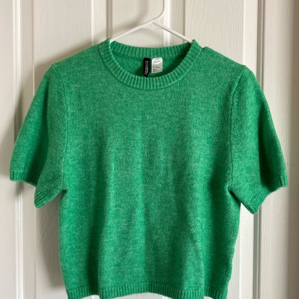 H&M Green Crew Neck Sweater Soft Knit Casual